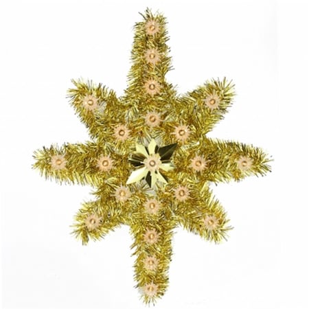Northlight Seasonal 21 in. Oversized Lighted Gold Tinsel Star of Bethlehem Christmas Tree Topper - Clear Lights 31576676